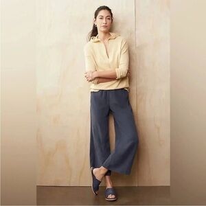 Pure Jill | Sand Washed Wide Leg Crop Pants |‎ Grey Blue | Size Small